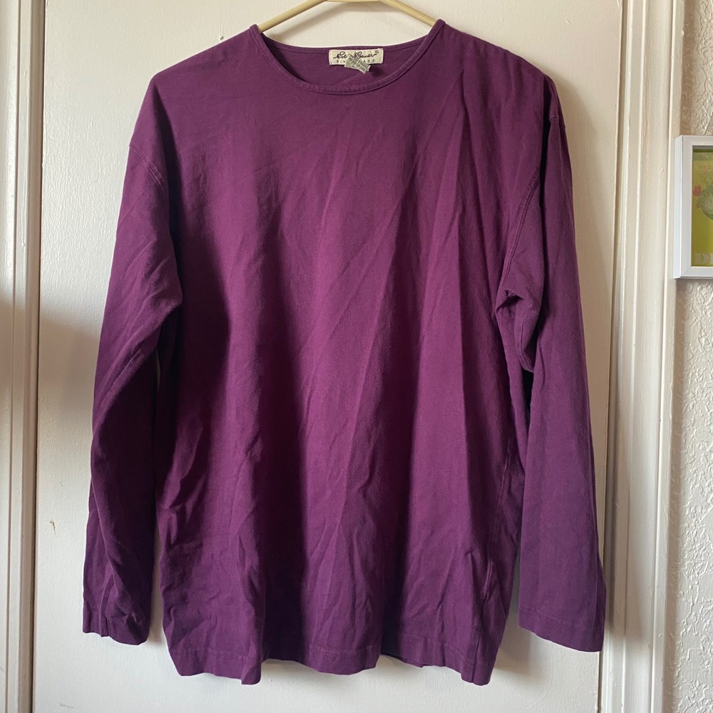 Eddie Bauer Womens‎ Maroon Long Sleeve Crew Neck Cotton Top Small
